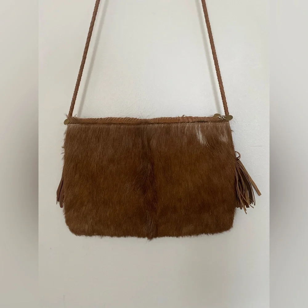 Anthropologie x ibBan - Vintage Calf Hair Leather Beaded Flap Crossbody … - Picture 4 of 7